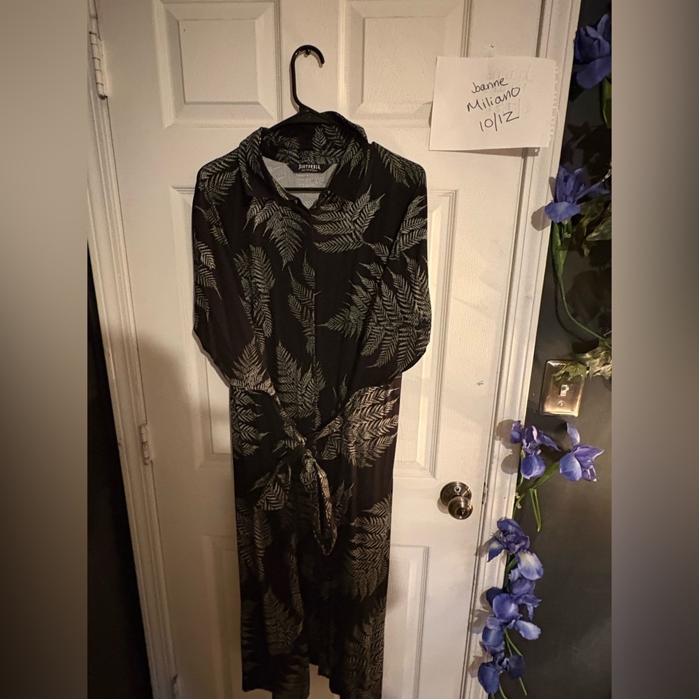 Disturbia Black and White Fern Print Shirt dress